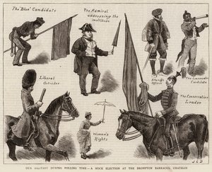 Nossas Forças Armadas durante o Período de Votação, uma Eleição Simulada no Quartel de Brompton, Chatham
